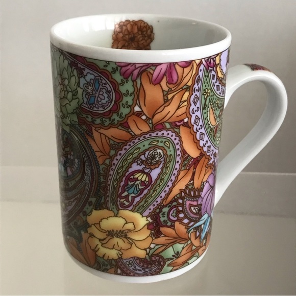 Set of 2 Fine Porcelain Paisley Floral Design Coffee Mugs By Tabletops Unlimited - Picture 5 of 16